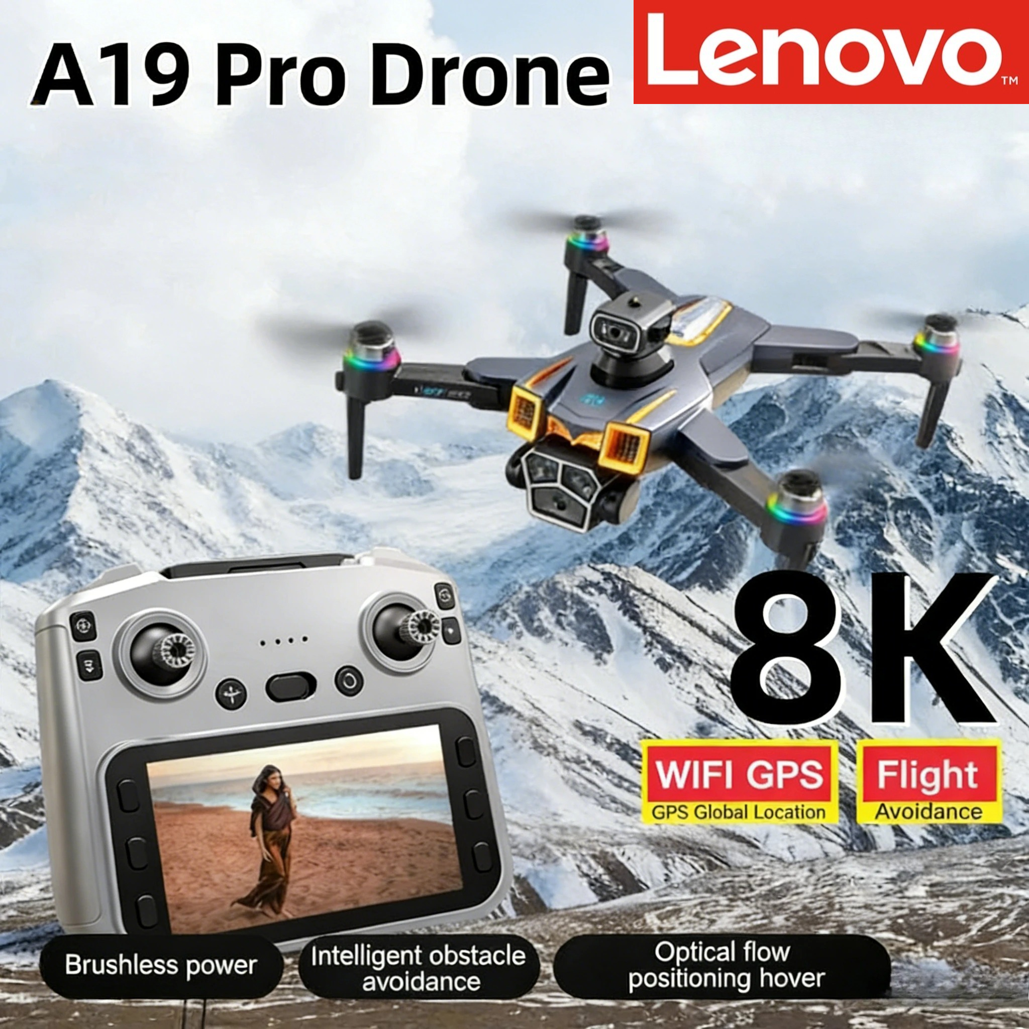 Drone Multispectral - Lenovo A19 PRO Drone 8K Aerial